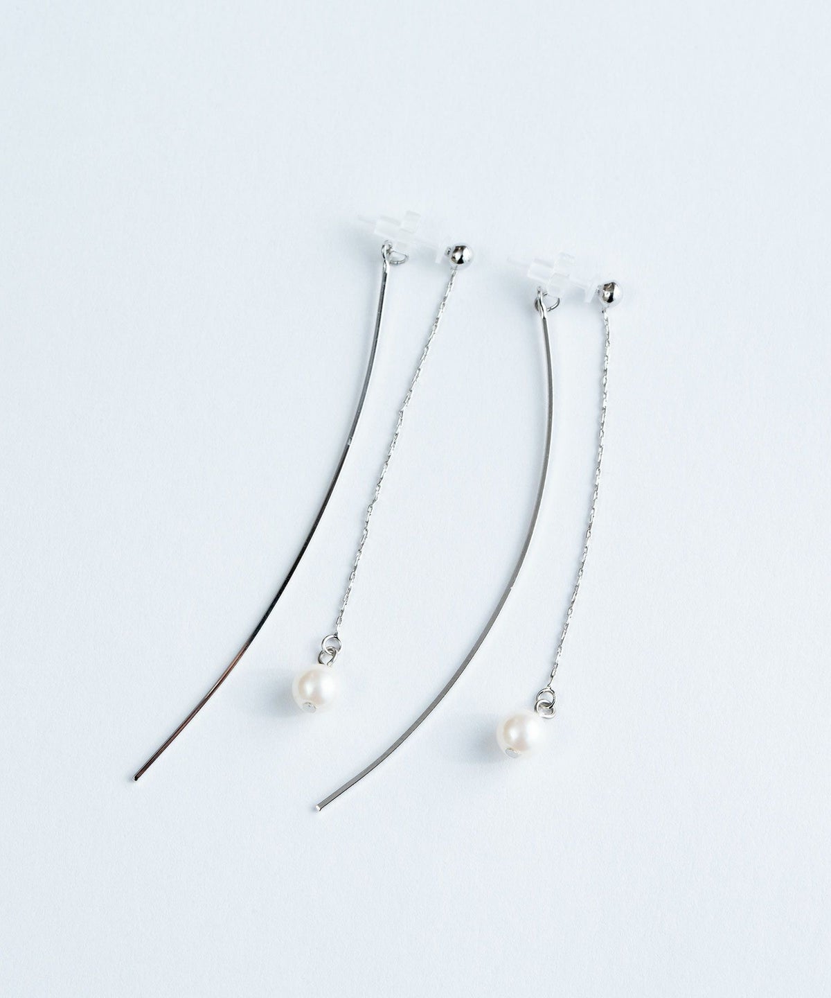 ロングカーブラインパールセラミックポストピアス