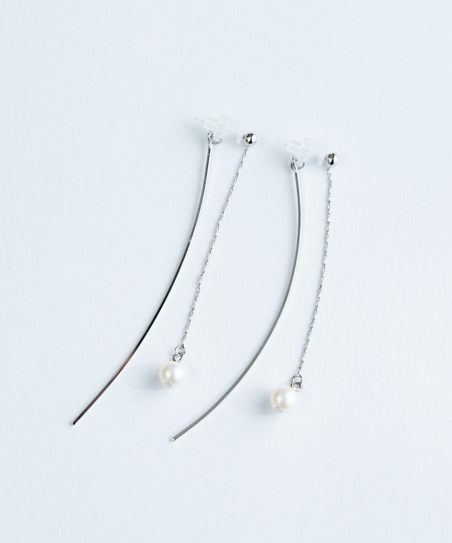 ロングカーブラインパールセラミックポストピアス