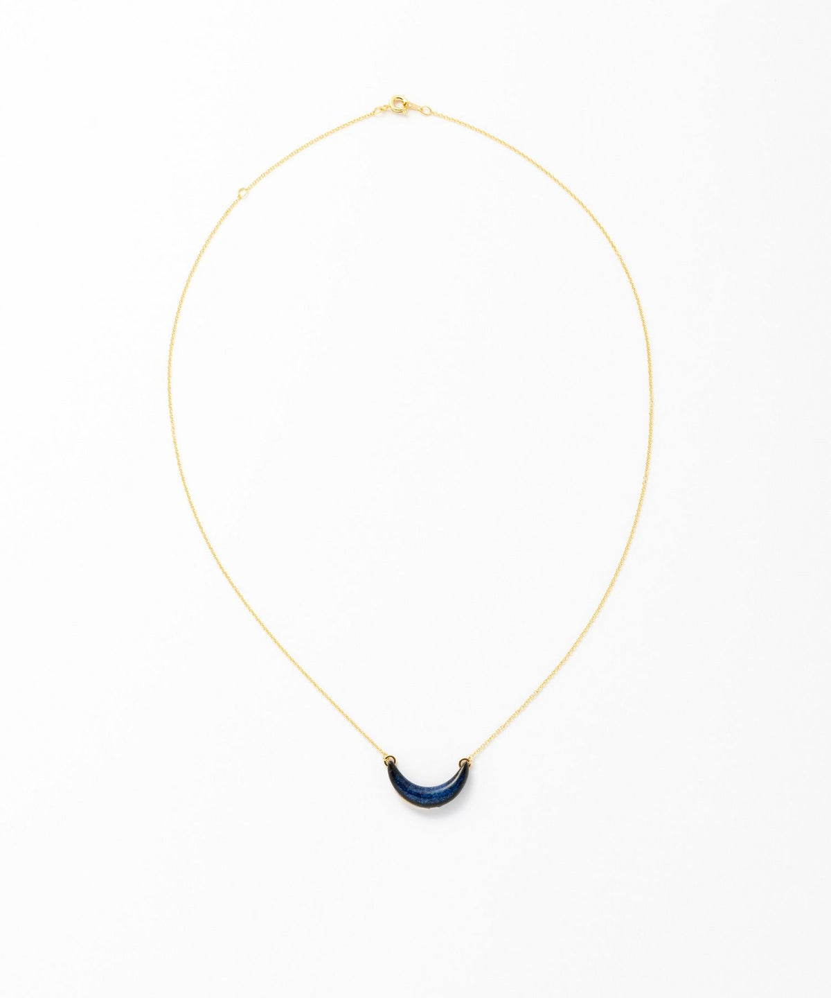 「tou」藍色美濃焼下弦の月ネックレス【MIKELO】