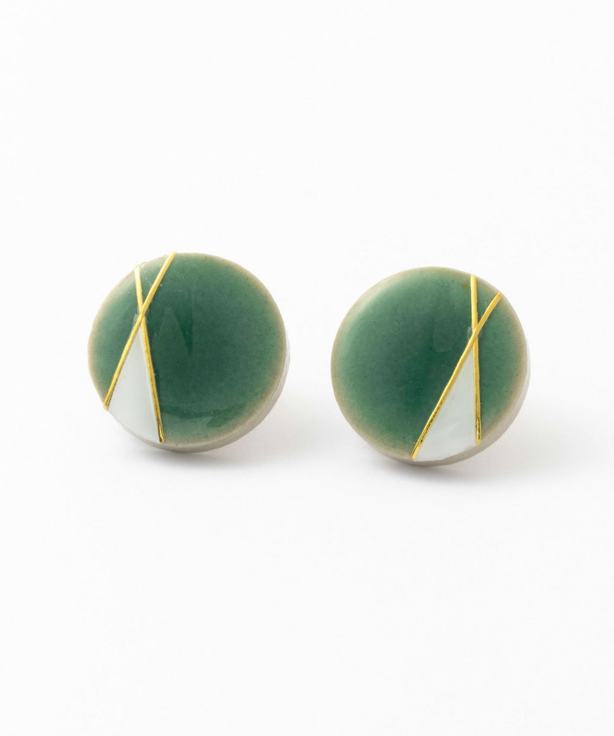 美濃焼ラインデコ青磁イヤリング【MIKELO】