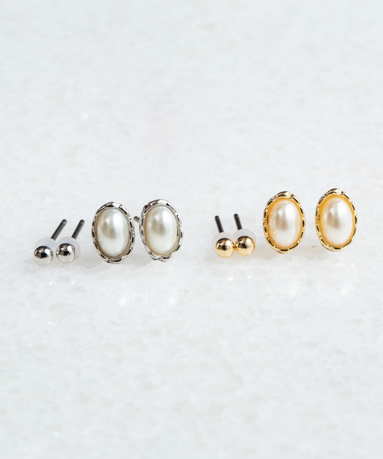 エリプスパールセットピュアチタンポストピアス
