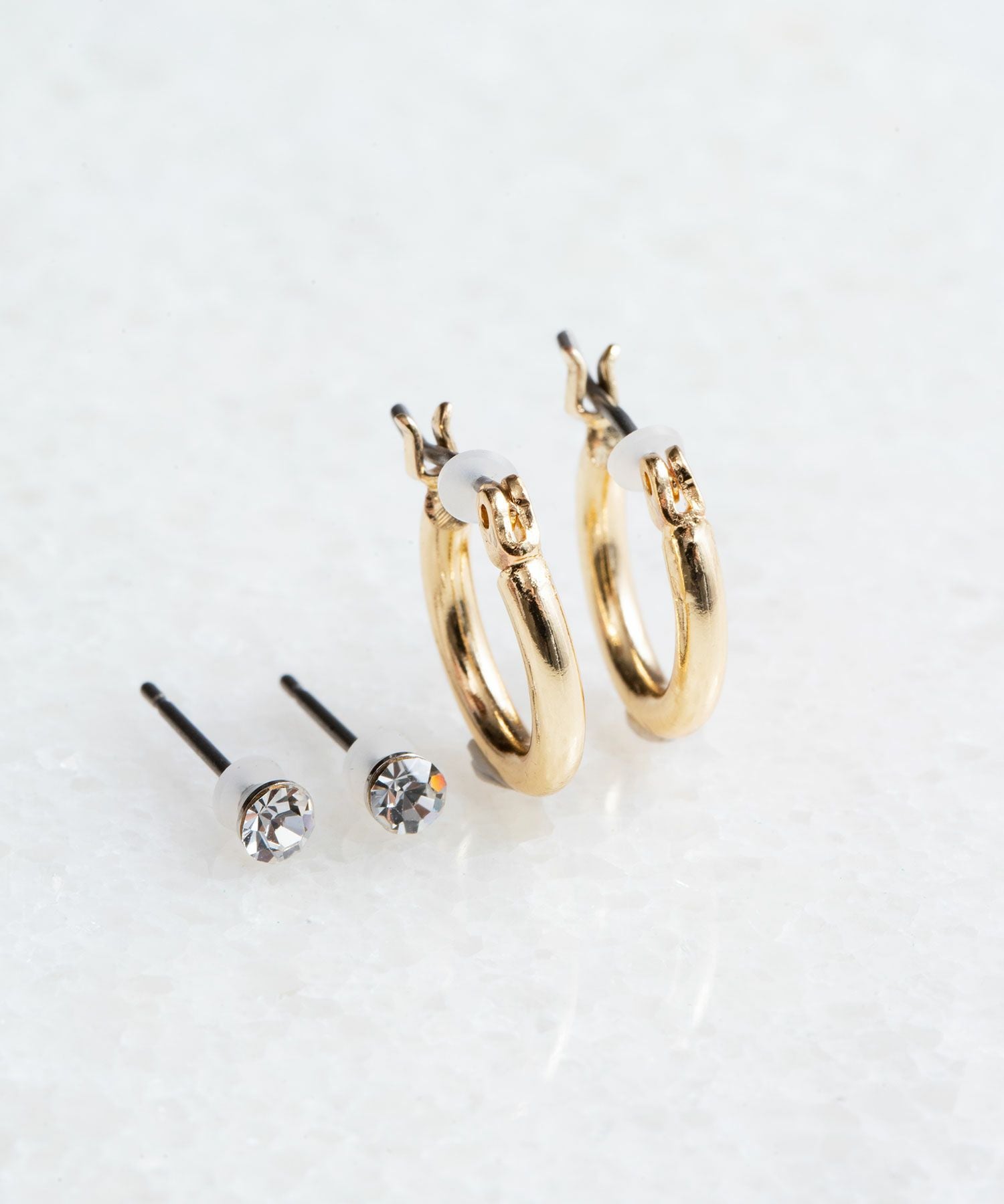 13ミリフープ&ストーンピュアチタンポストピアス