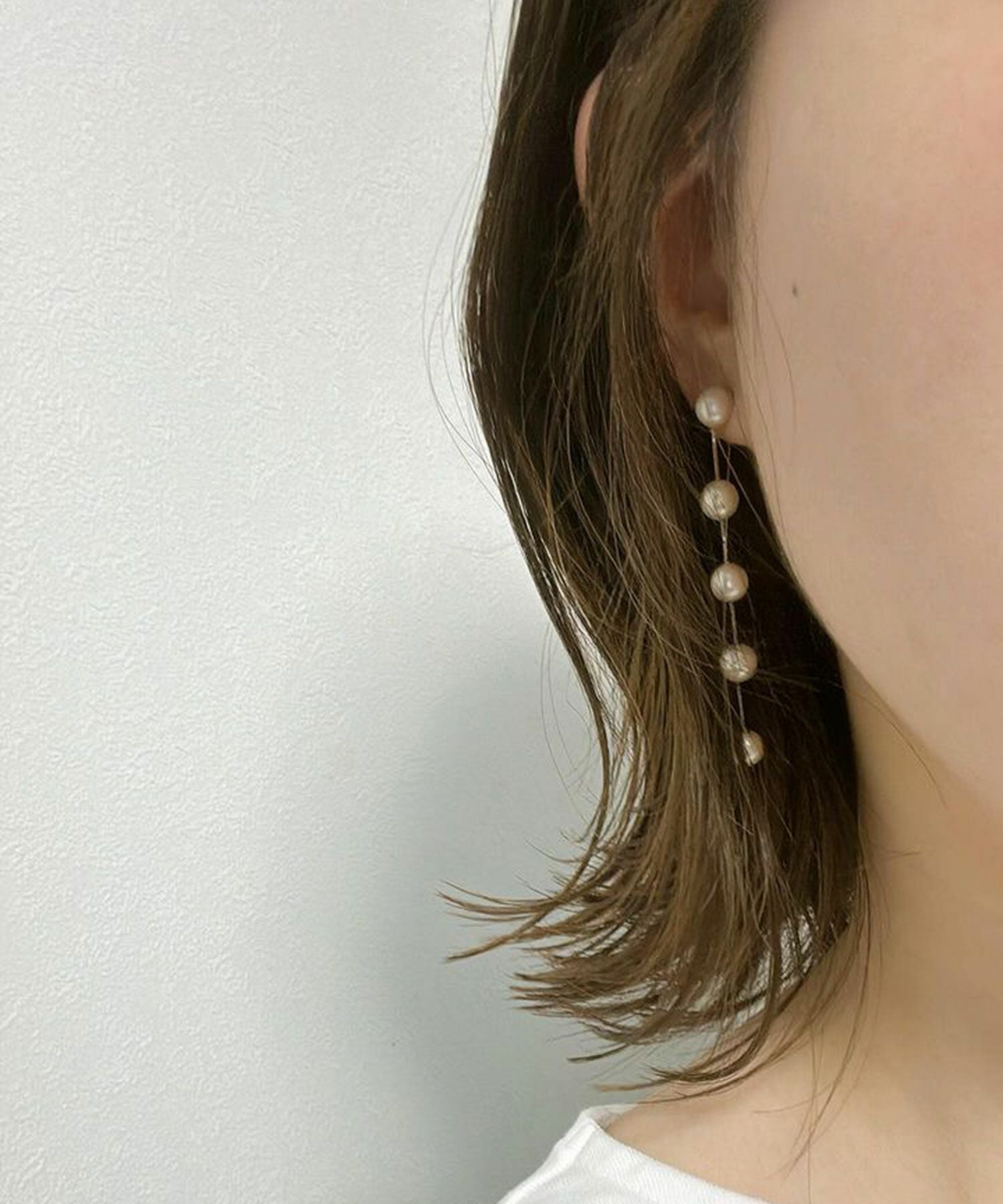 森香澄さん着用】ステーションパール樹脂ノンホールイヤリング【ISS