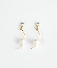 パール付きメタルウェーブラインシールピアス【シールピアスLibre】