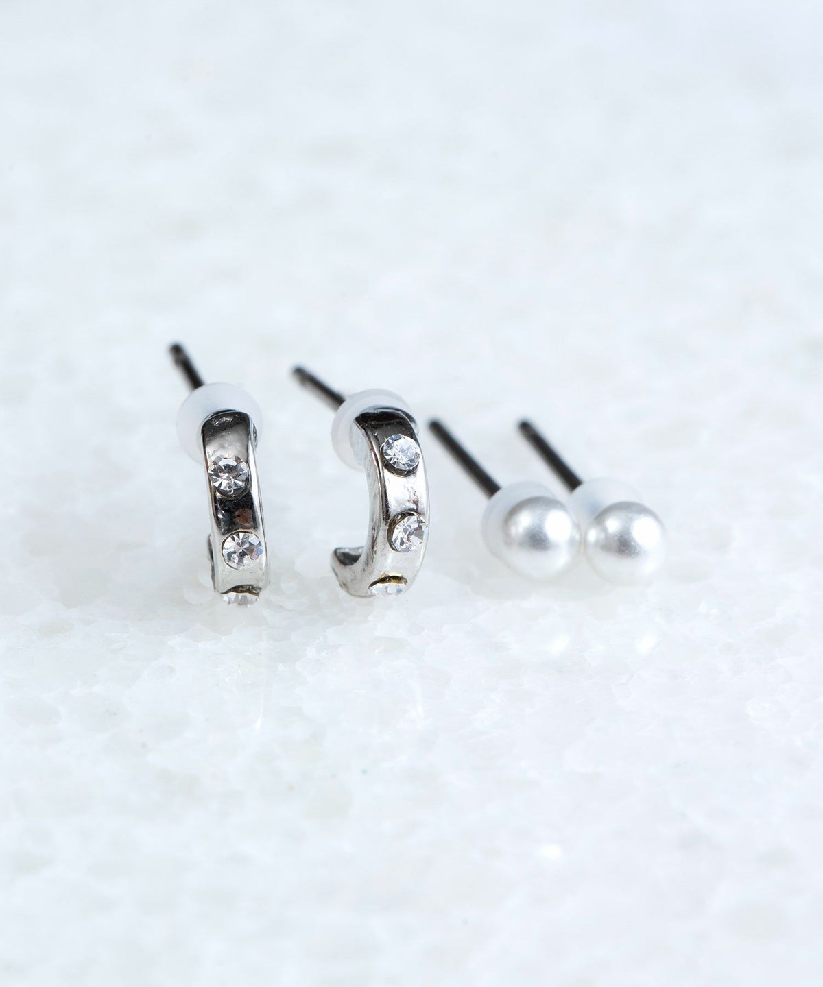 ストーンフープセットピュアチタンポストピアス