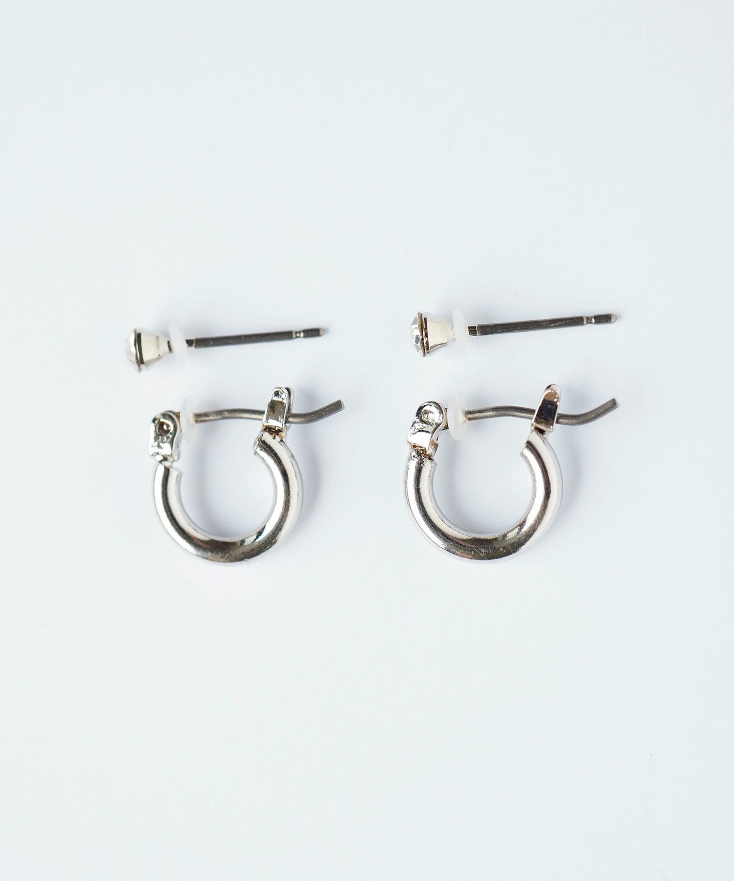 11ミリフープ&ストーンピュアチタンポストピアス