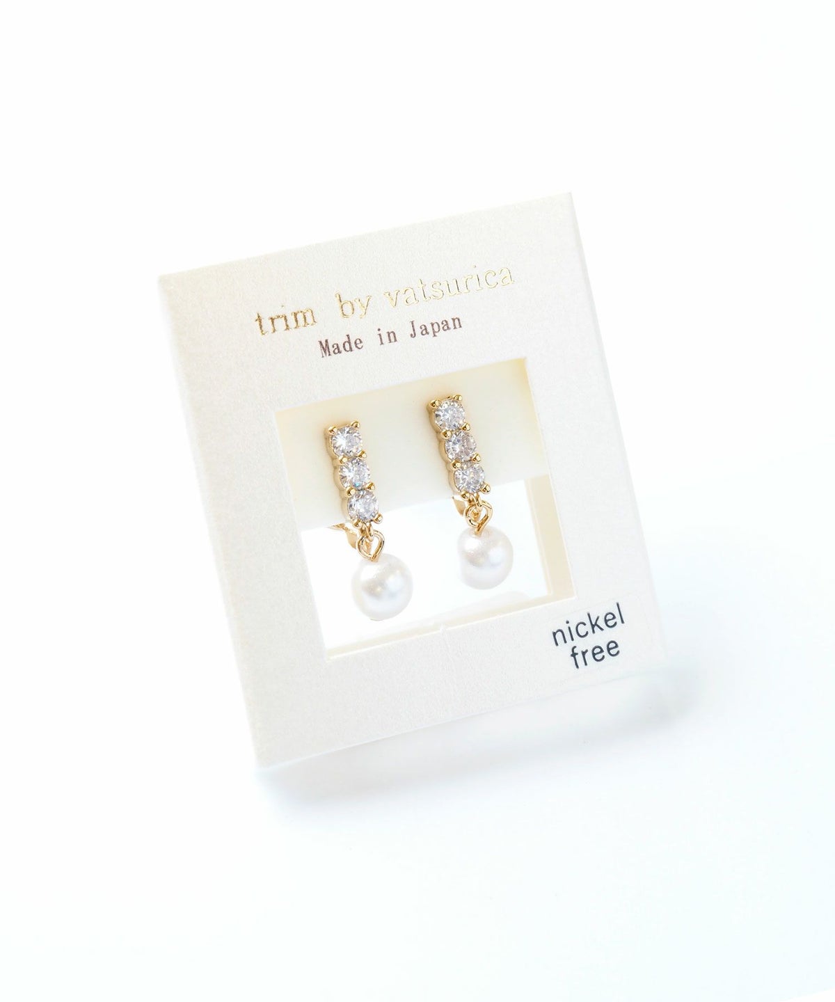 キュービックスウェイパールラウンドメタルイヤリングmini