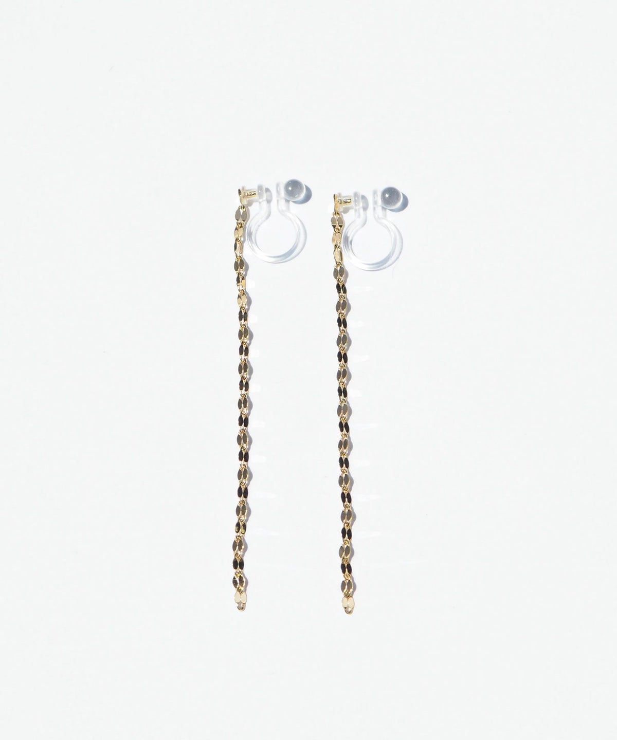 デザインチェーン樹脂ノンホールイヤリング