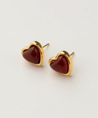 ハートアゲートサージカルステンレスピアス