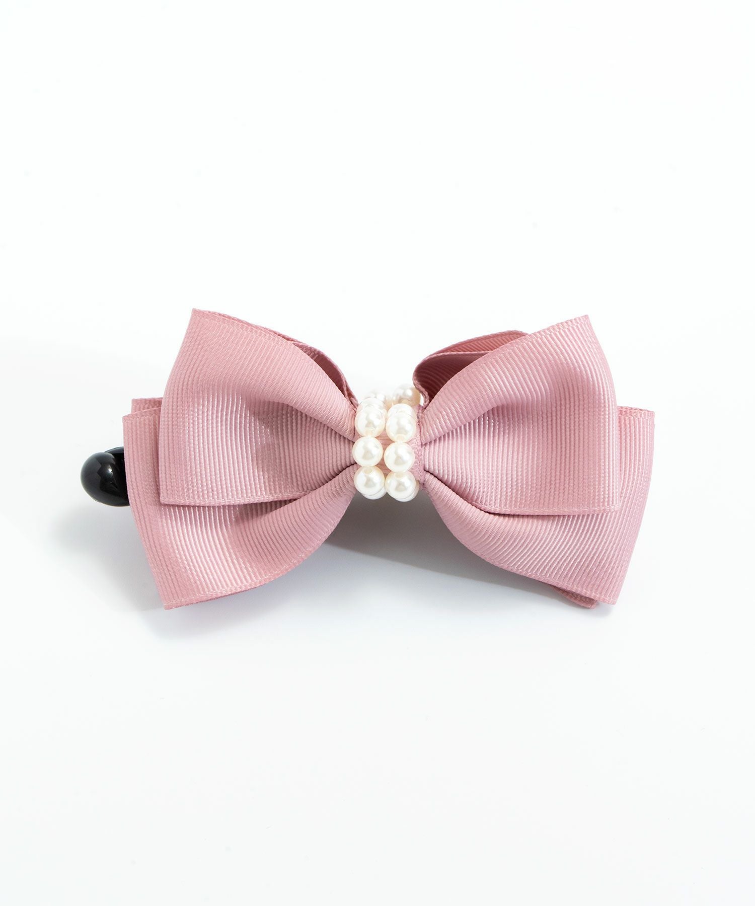 メディア着用】ピタッとずれない2連パールリボンバナナクリップ