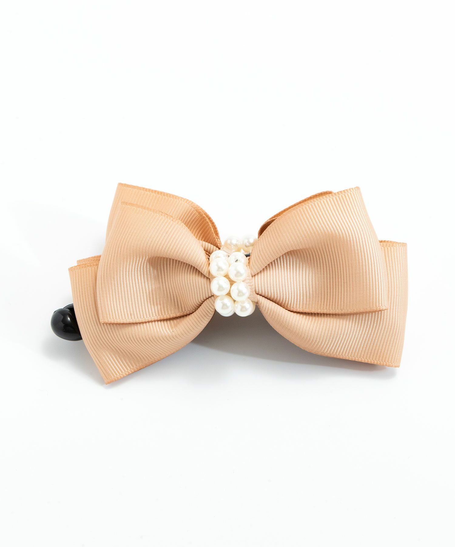 メディア着用】ピタッとずれない2連パールリボンバナナクリップ