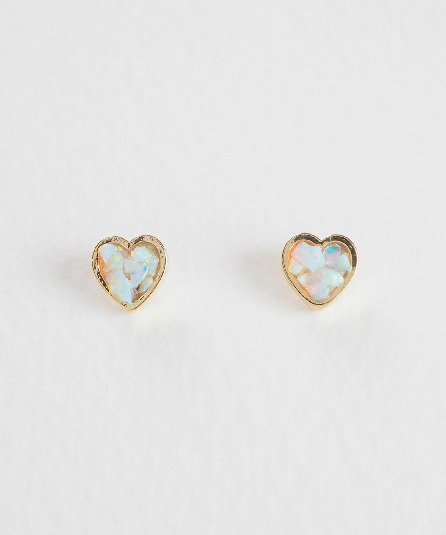 プチハートストーンチタンポストピアス【MUK Dreamy stone】