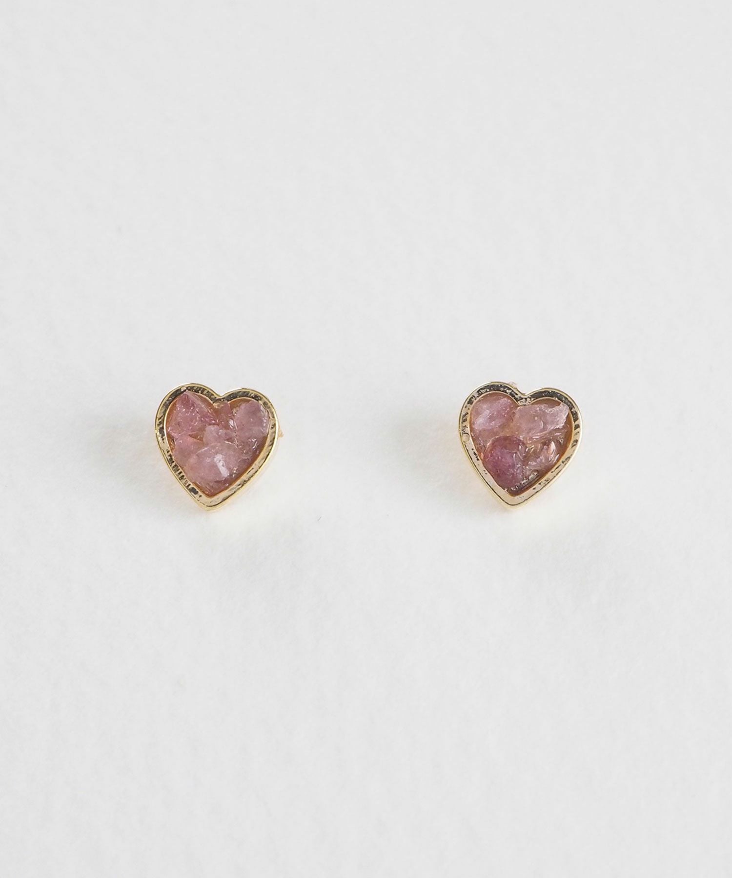 プチハートストーンチタンポストピアス【MUK Dreamy stone】