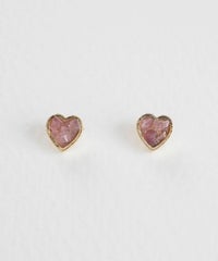 プチハートストーンチタンポストピアス【MUK Dreamy stone】