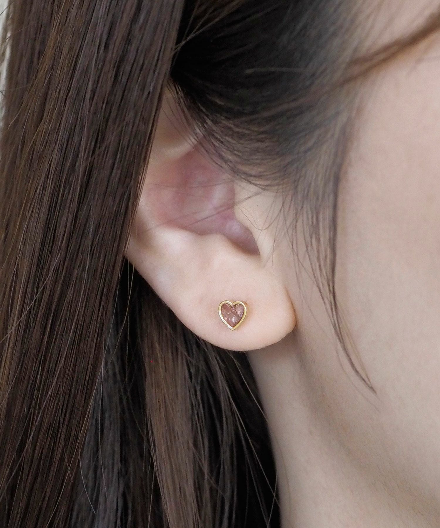 プチハートストーンチタンポストピアス【MUK Dreamy stone】