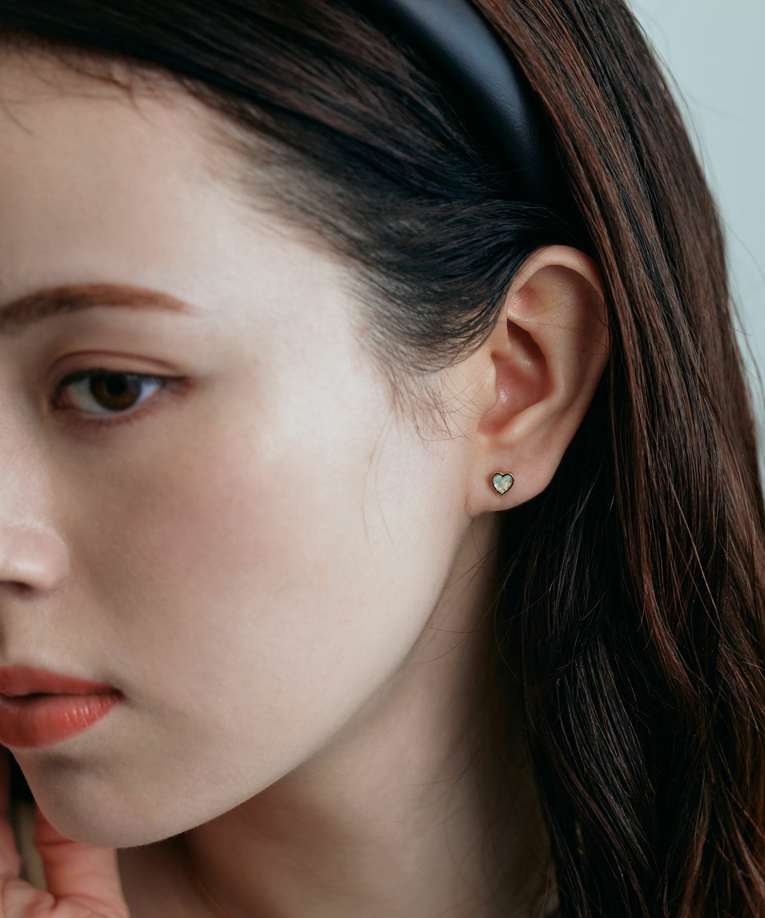 プチハートストーンチタンポストピアス【MUK Dreamy stone】