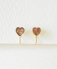 プチハートストーンノンホールイヤリング【MUK Dreamy stone】