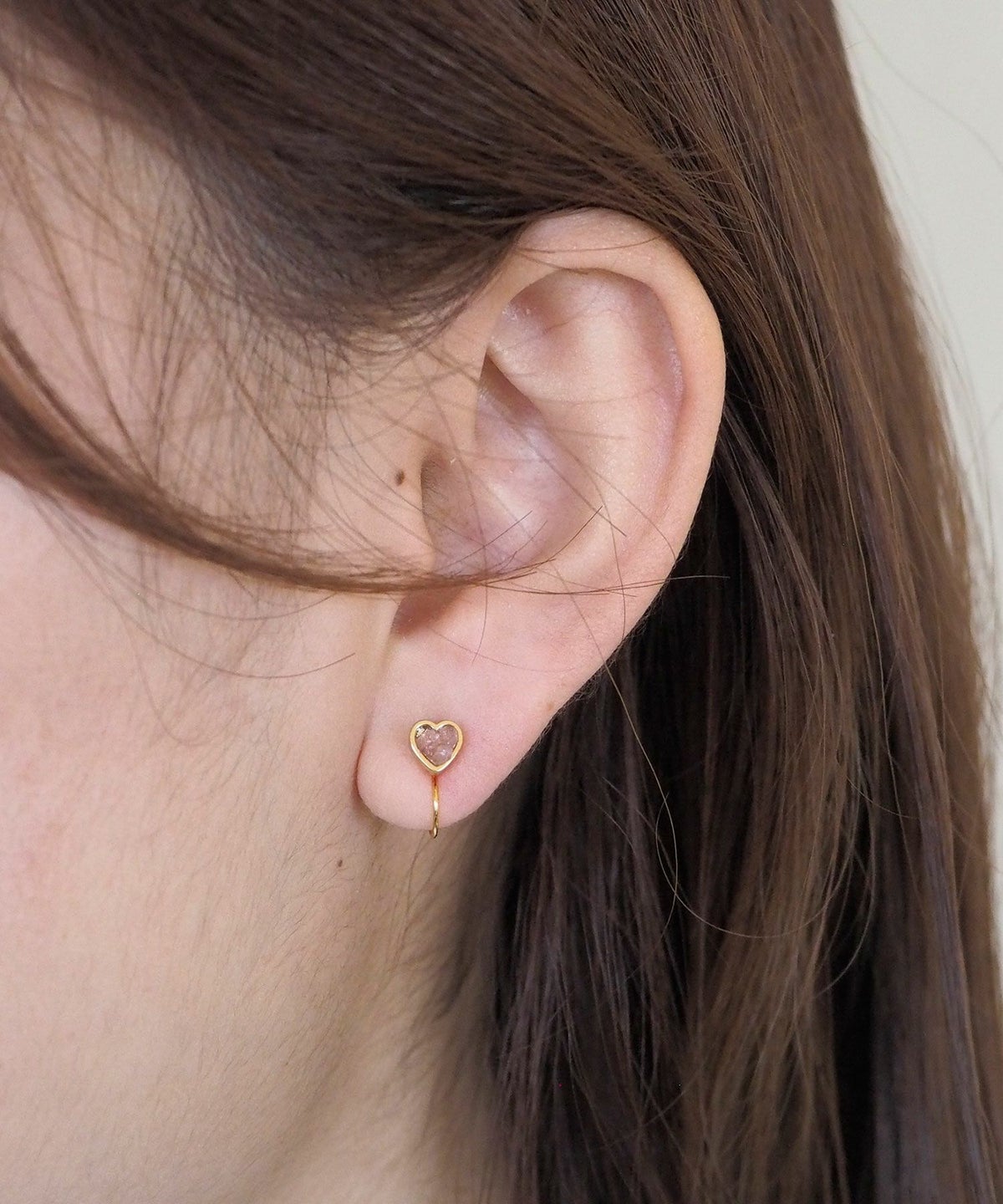 プチハートストーンノンホールイヤリング【MUK Dreamy stone】