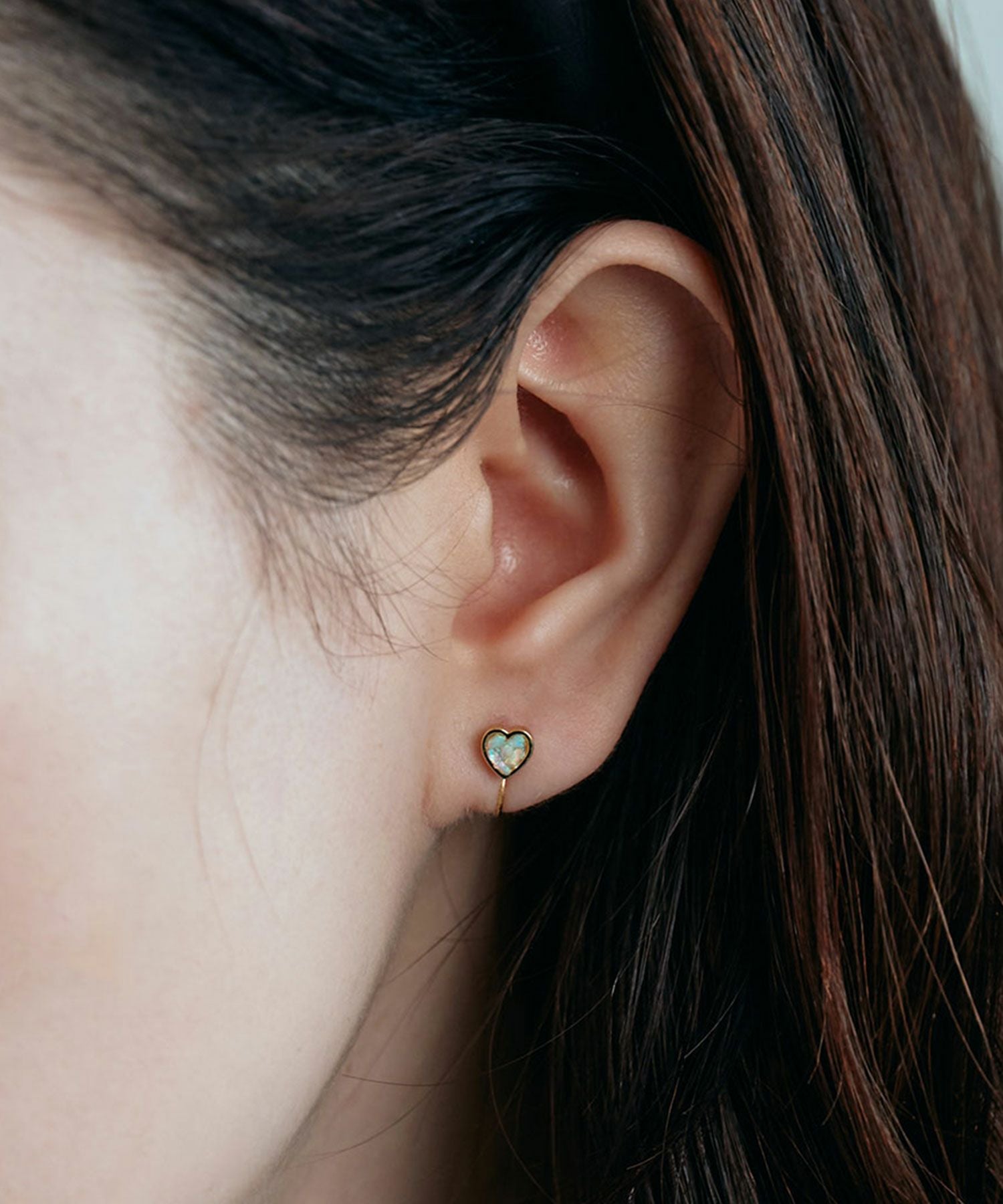 プチハートストーンノンホールイヤリング【MUK Dreamy stone