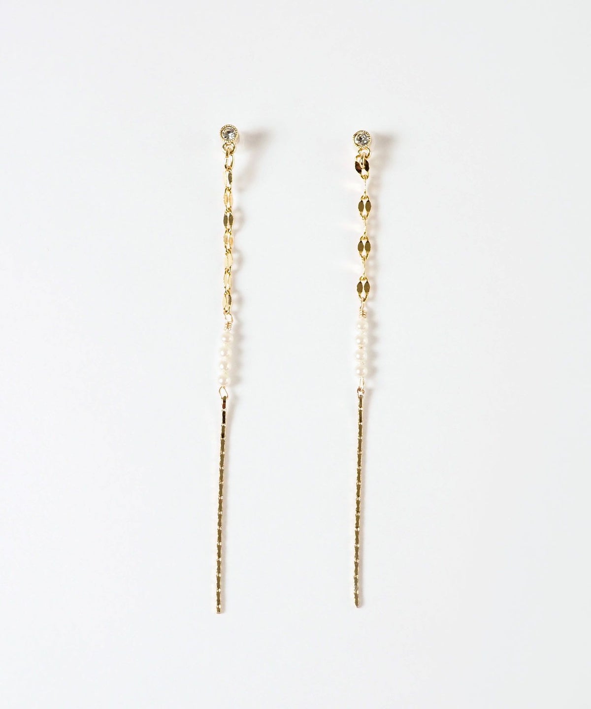 【web限定】ルミパール&チェーンセラミックポストピアス【Lumirise】