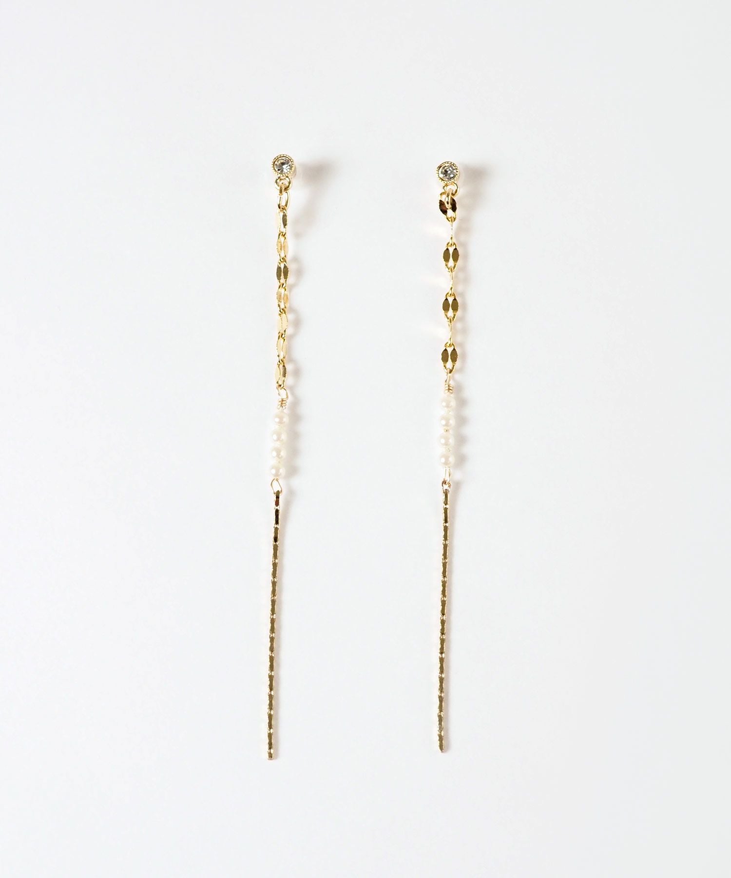 【web限定】ルミパール&チェーンセラミックポストピアス【Lumirise】