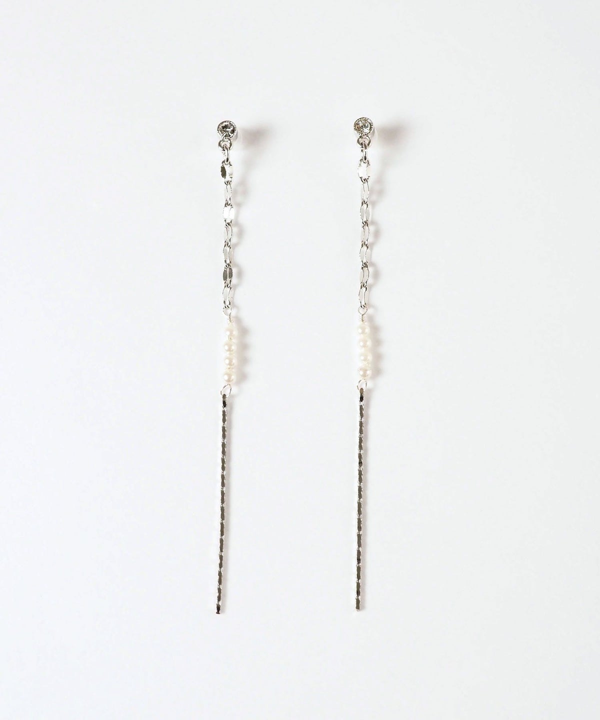 【web限定】ルミパール&チェーンセラミックポストピアス【Lumirise】