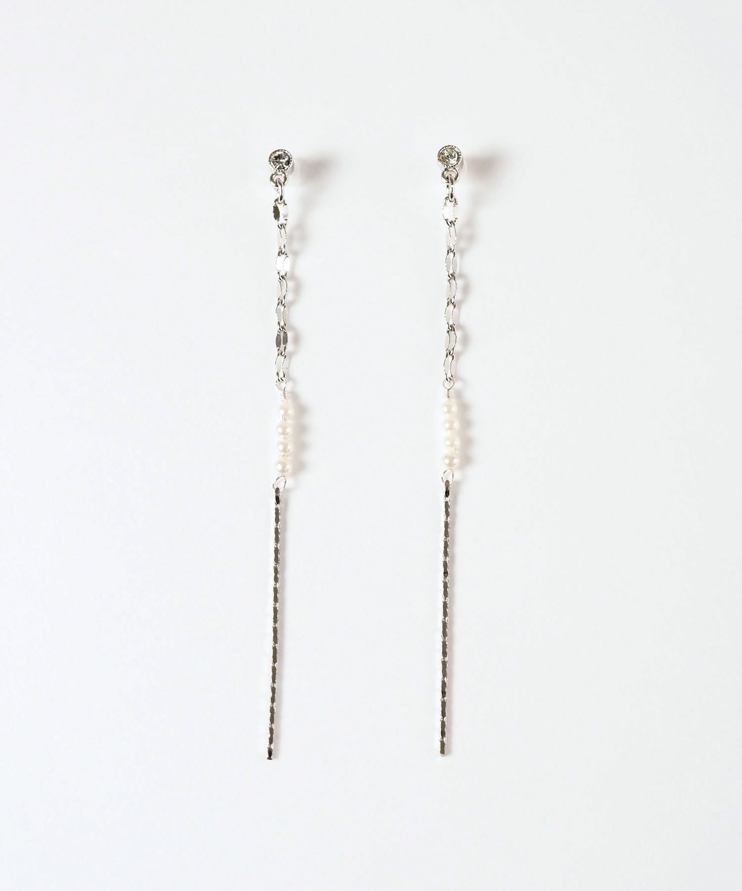 【web限定】ルミパール&チェーンセラミックポストピアス【Lumirise】