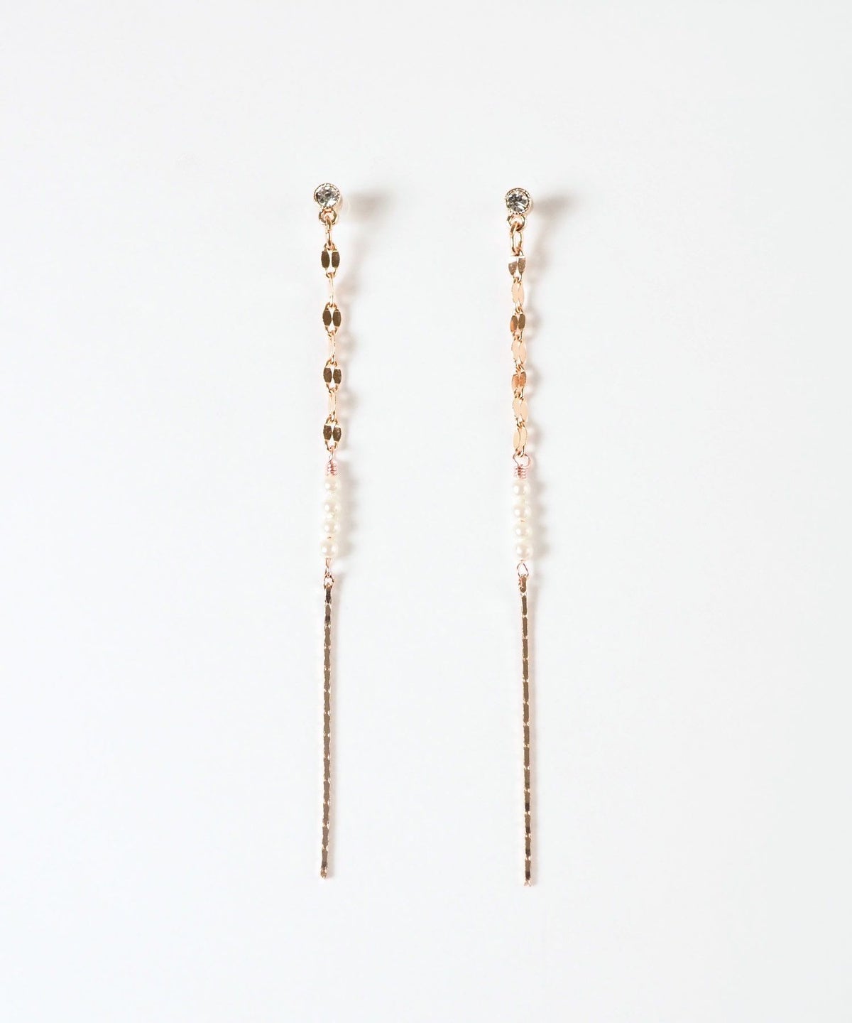 【web限定】ルミパール&チェーンセラミックポストピアス【Lumirise】