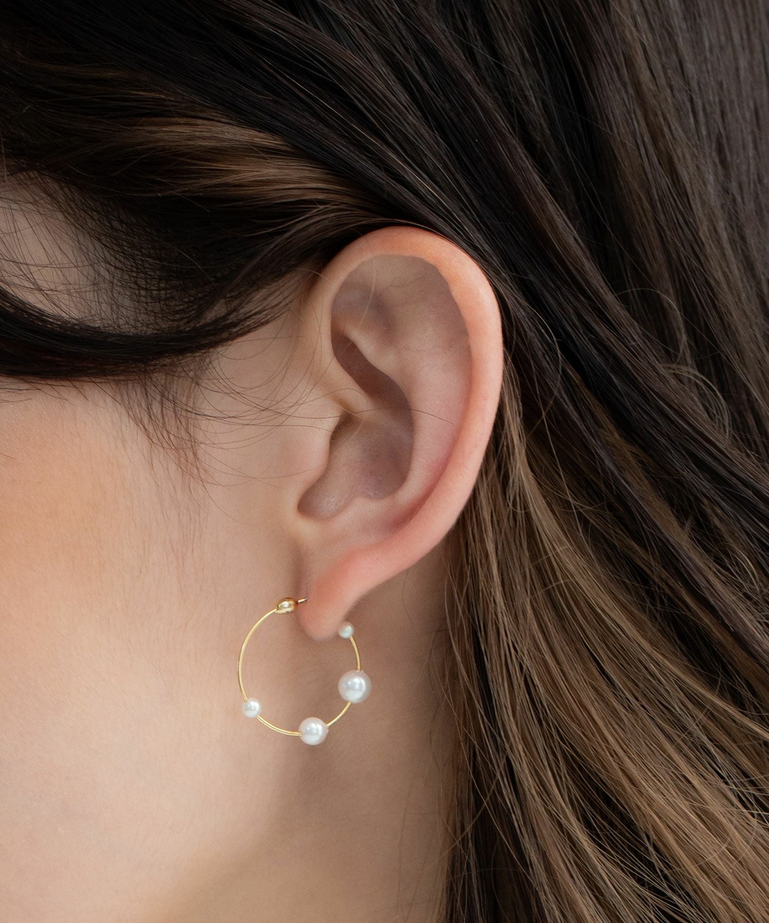 【web限定】ルミパールエハフープピュアチタンポストピアス【Lumirise】