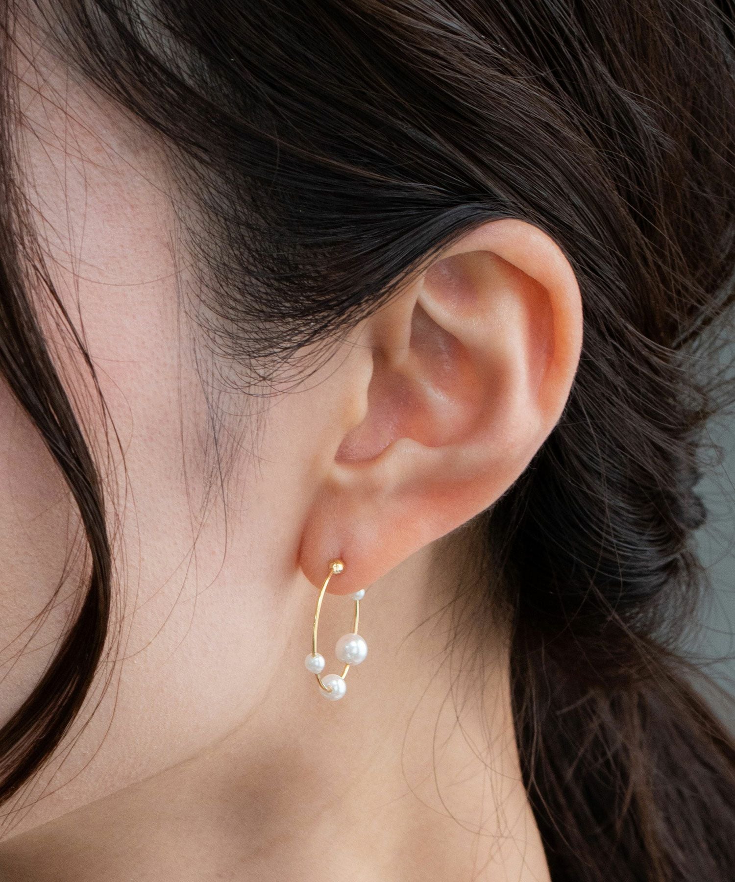 【web限定】ルミパールエハフープピュアチタンポストピアス【Lumirise】