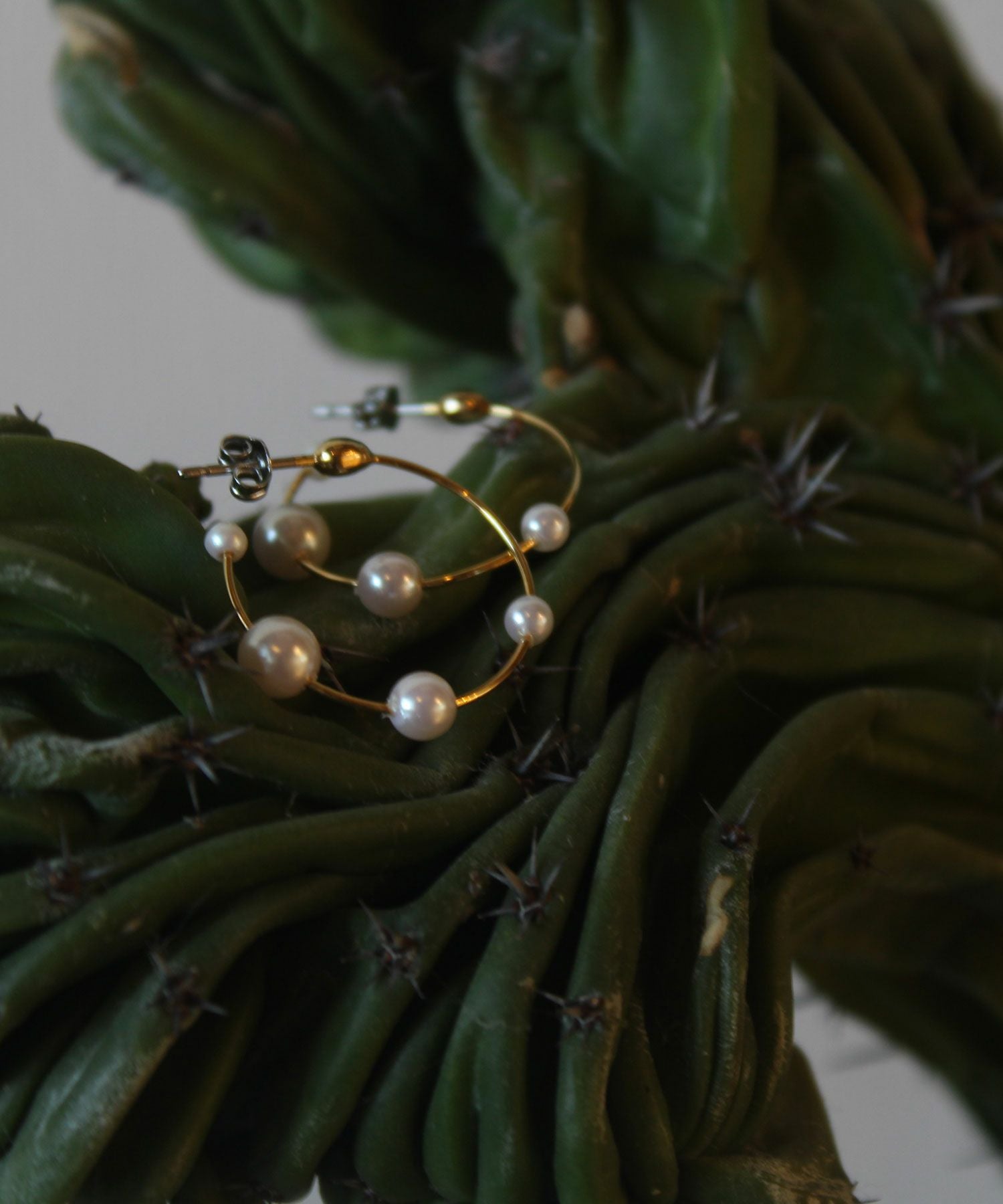 【web限定】ルミパールエハフープピュアチタンポストピアス【Lumirise】