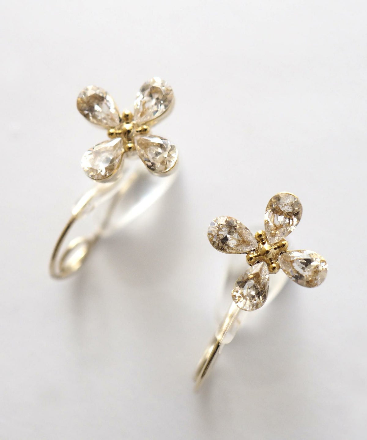 【web限定】ルミフラワージルコニアクリスタルループフィットイヤリング【Lumirise】