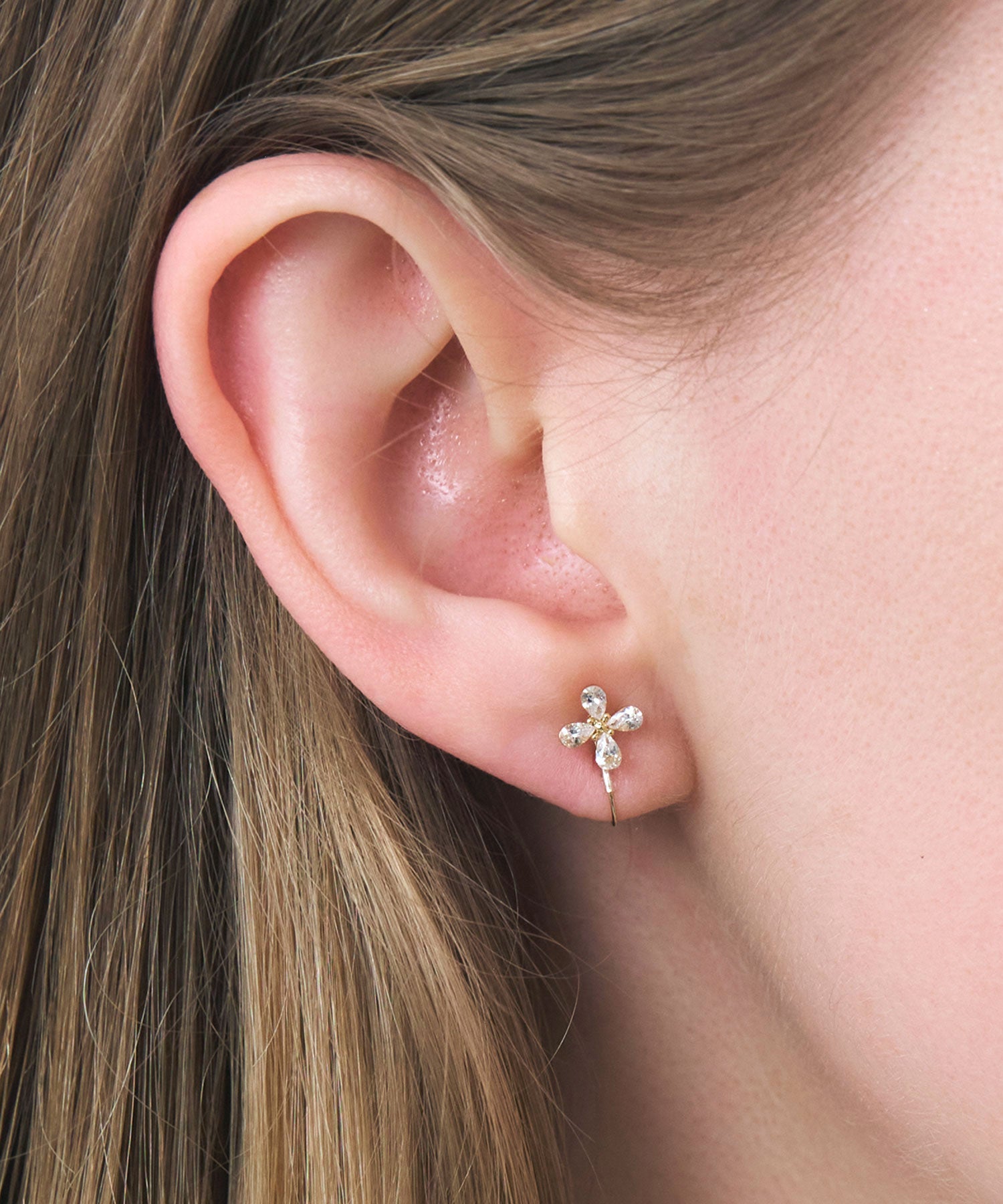 【web限定】ルミフラワージルコニアクリスタルループフィットイヤリング【Lumirise】