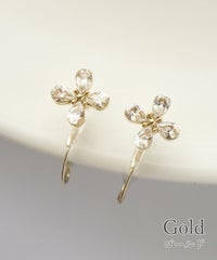 【web限定】ルミフラワージルコニアクリスタルループフィットイヤリング【Lumirise】