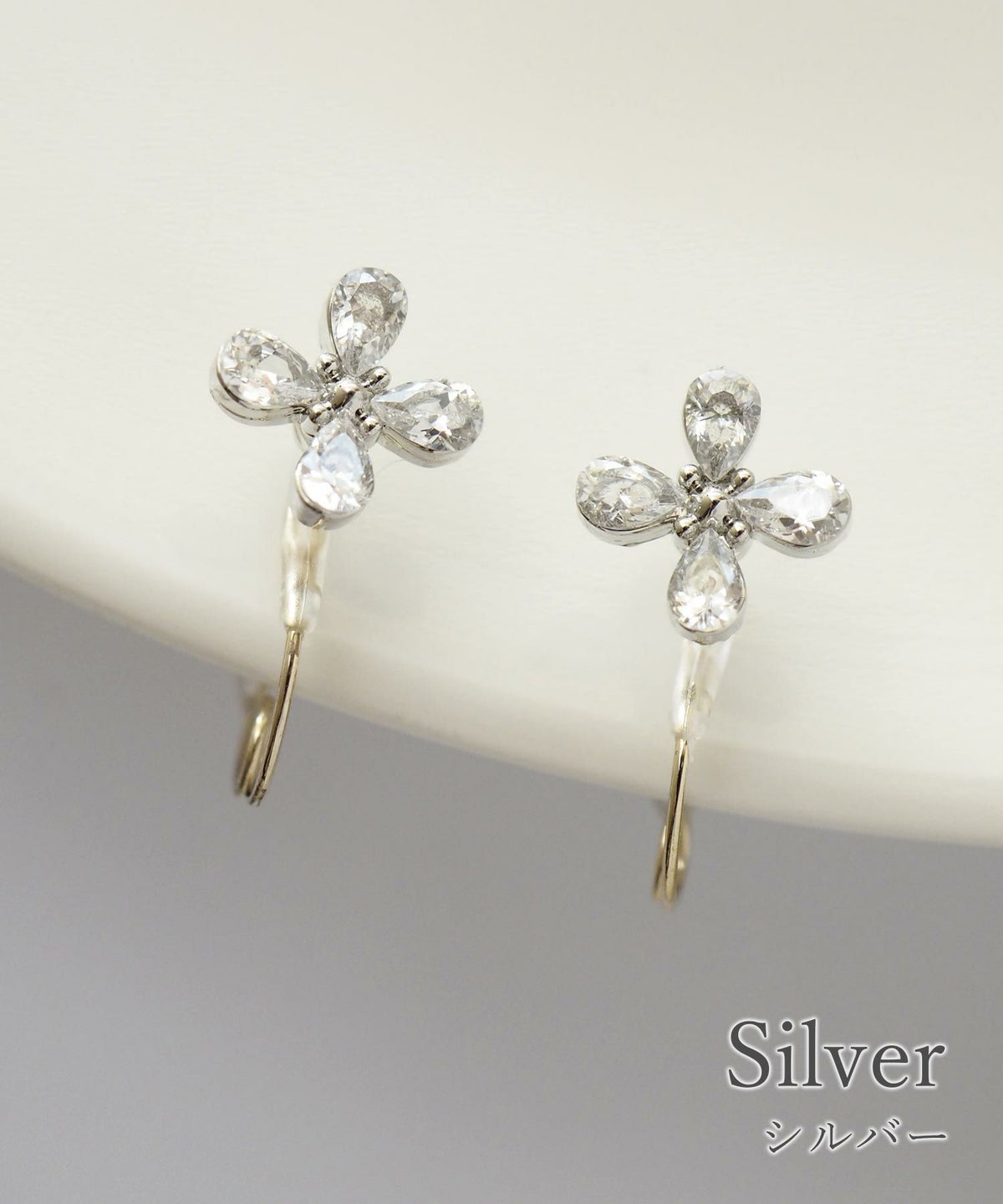 【web限定】ルミフラワージルコニアクリスタルループフィットイヤリング【Lumirise】