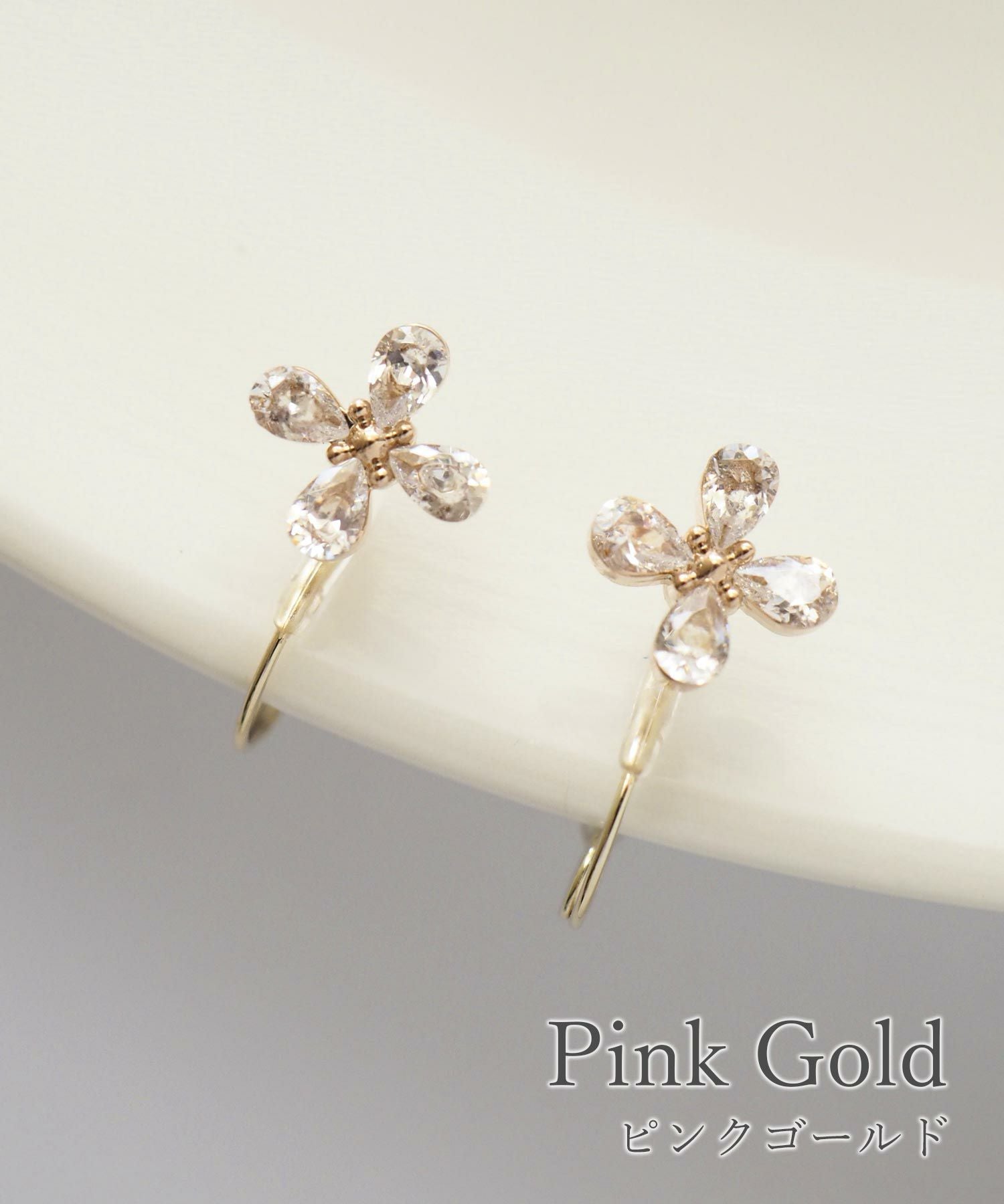 【web限定】ルミフラワージルコニアクリスタルループフィットイヤリング【Lumirise】