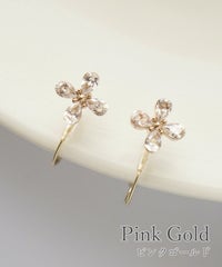 【web限定】ルミフラワージルコニアクリスタルループフィットイヤリング【Lumirise】