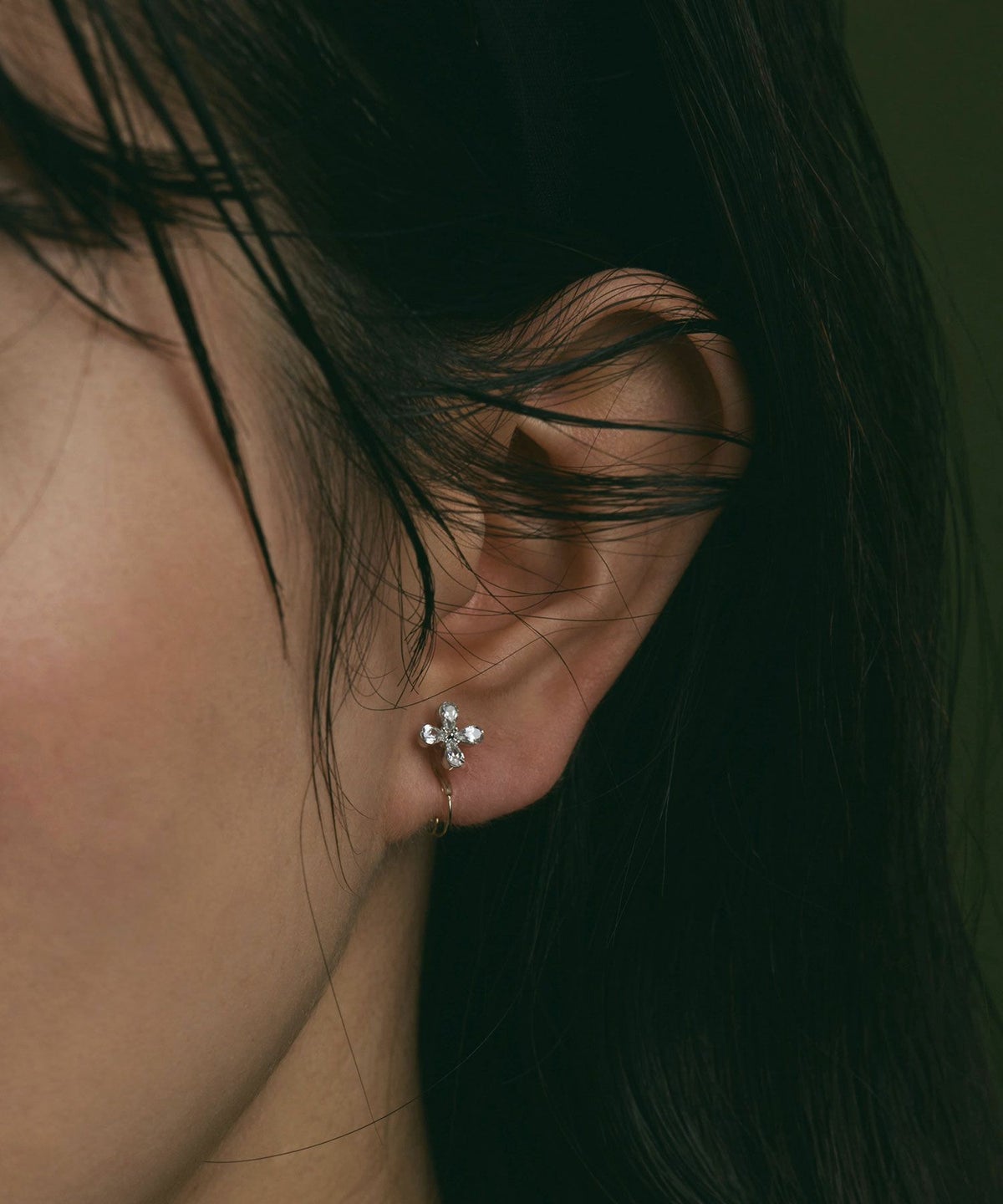 【web限定】ルミフラワージルコニアクリスタルループフィットイヤリング【Lumirise】