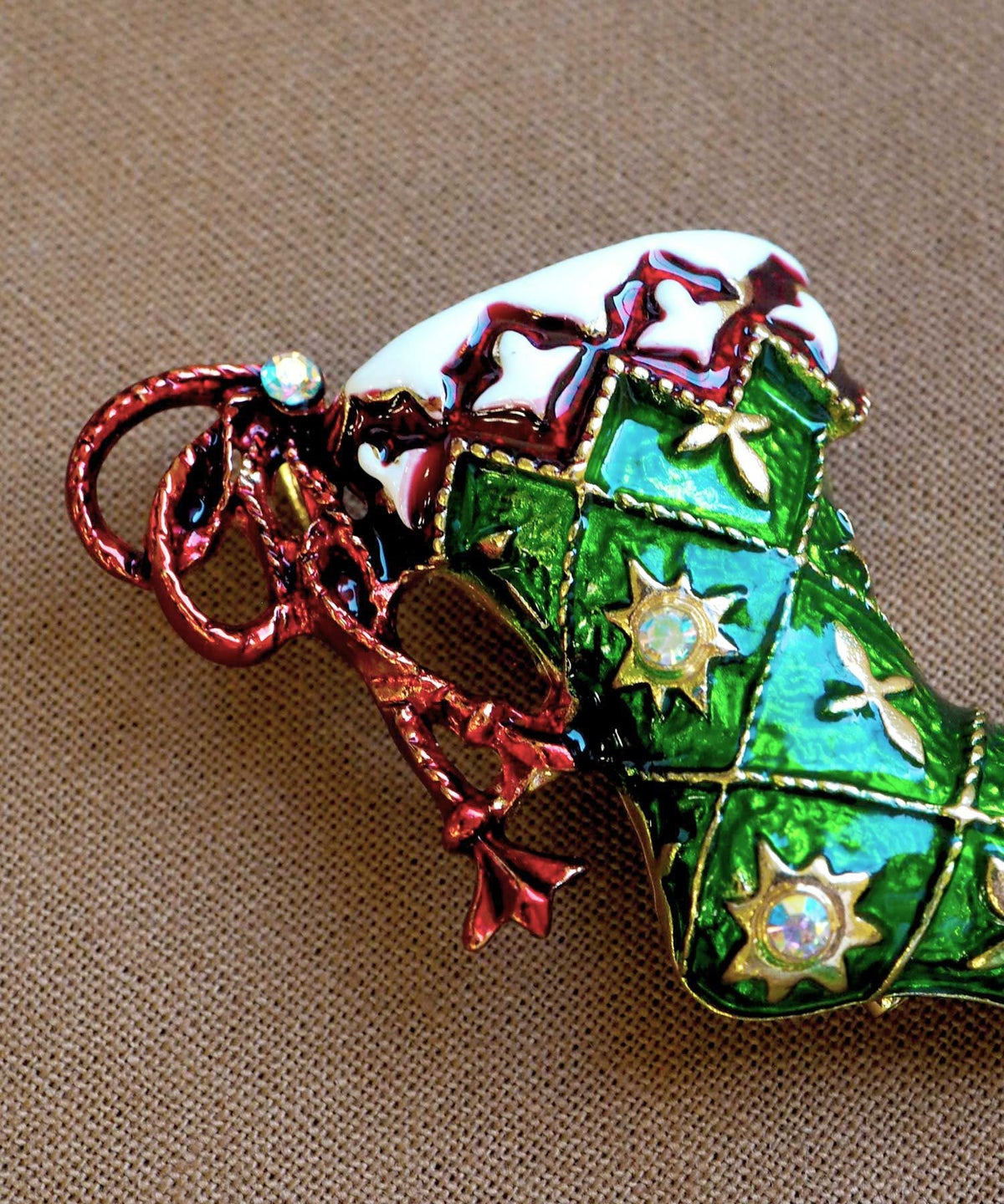 クリスマスソックスブローチ