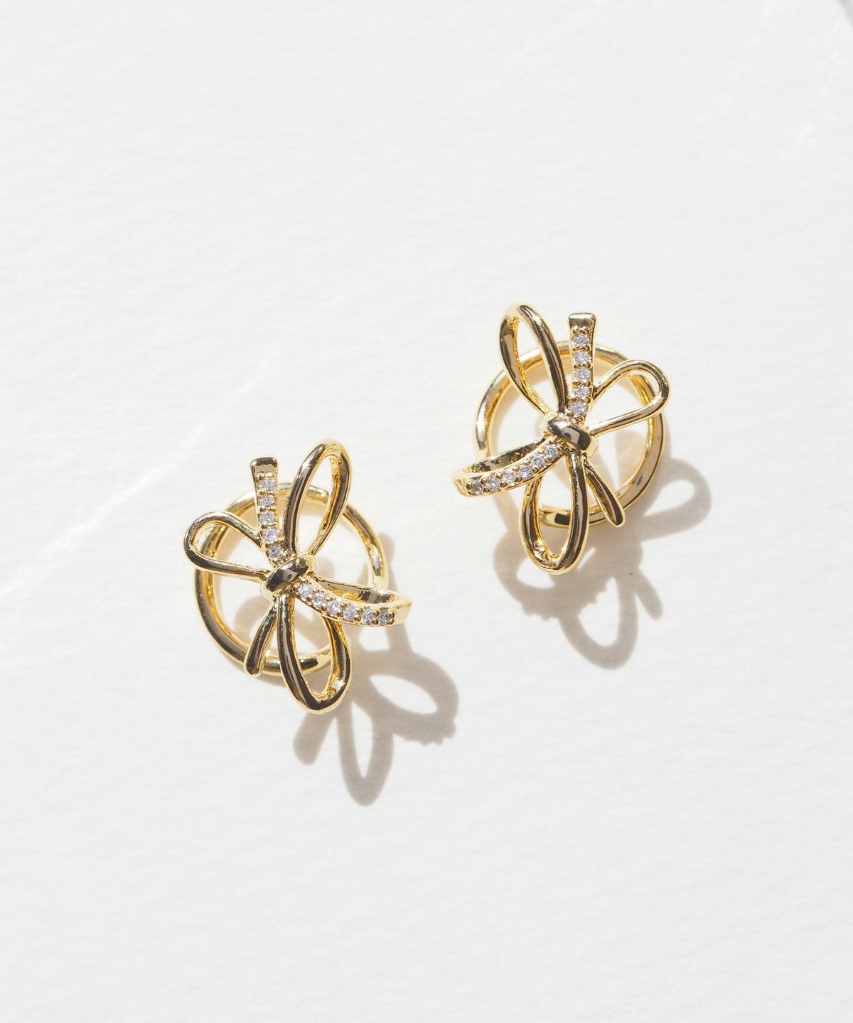 【MUK別注/web限定】リボンノットラウンドメタルイヤリング