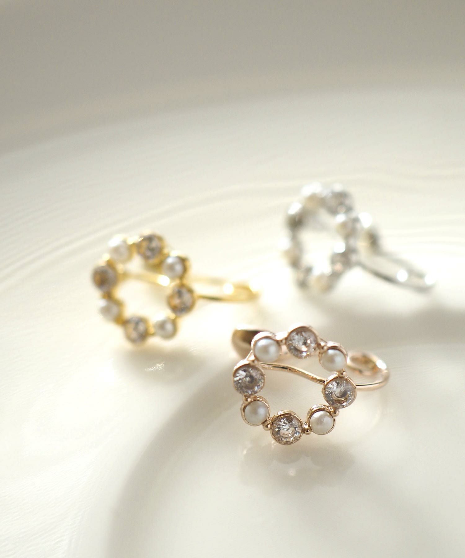 【web限定】ルミビジューリングループフィットイヤリング【Lumirise】