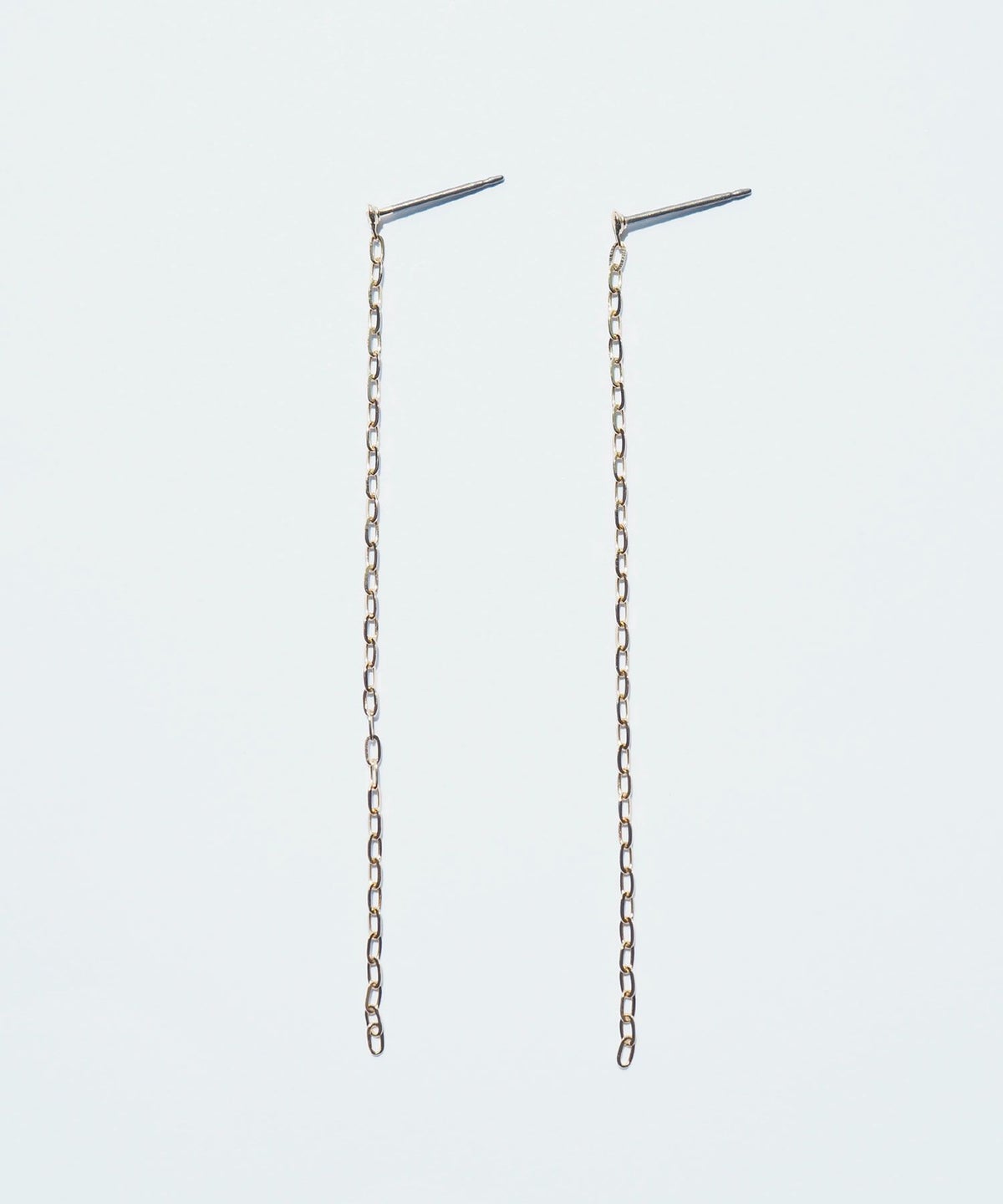 ロングデザインチェーンピュアチタンポストピアス