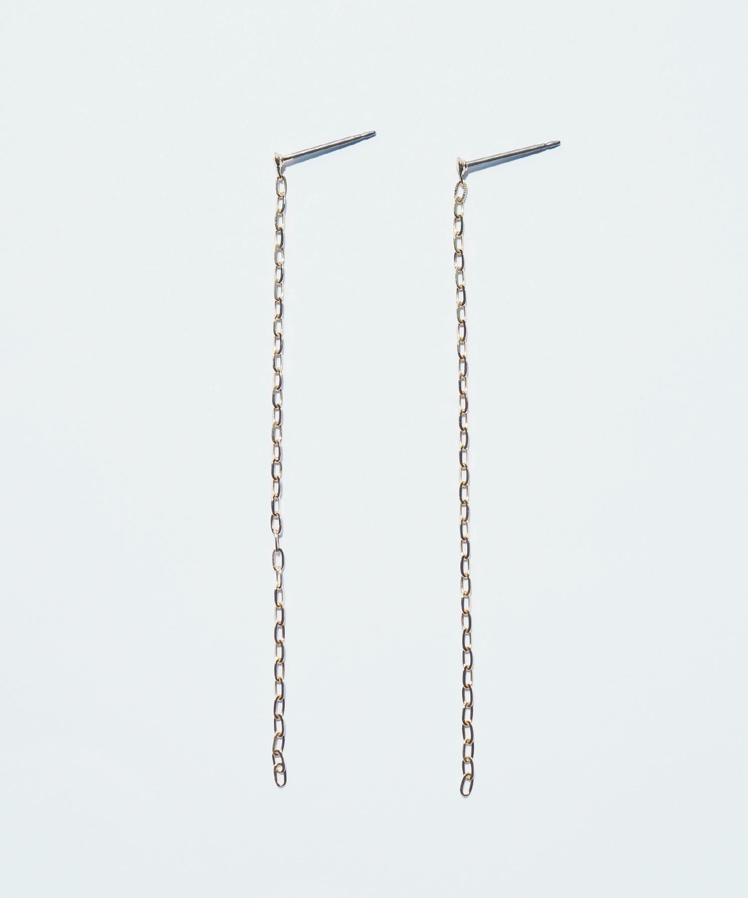 ロングデザインチェーンピュアチタンポストピアス