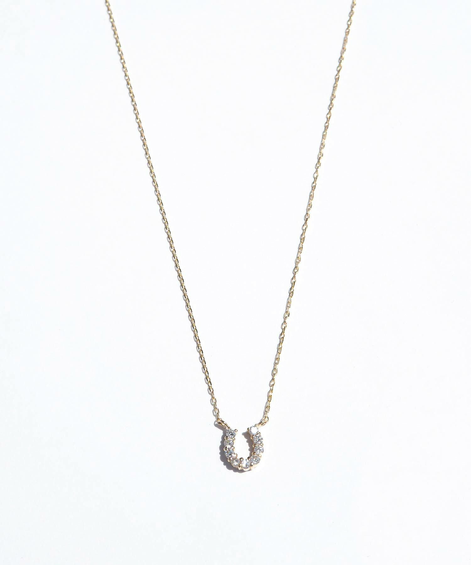 [K10]タイニーホースシューパヴェダイヤモンドプチペンダント【cucia】