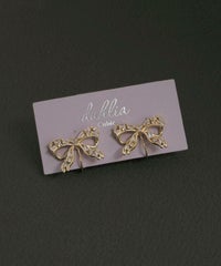 キュービックリボンイヤリング【Dahlia】