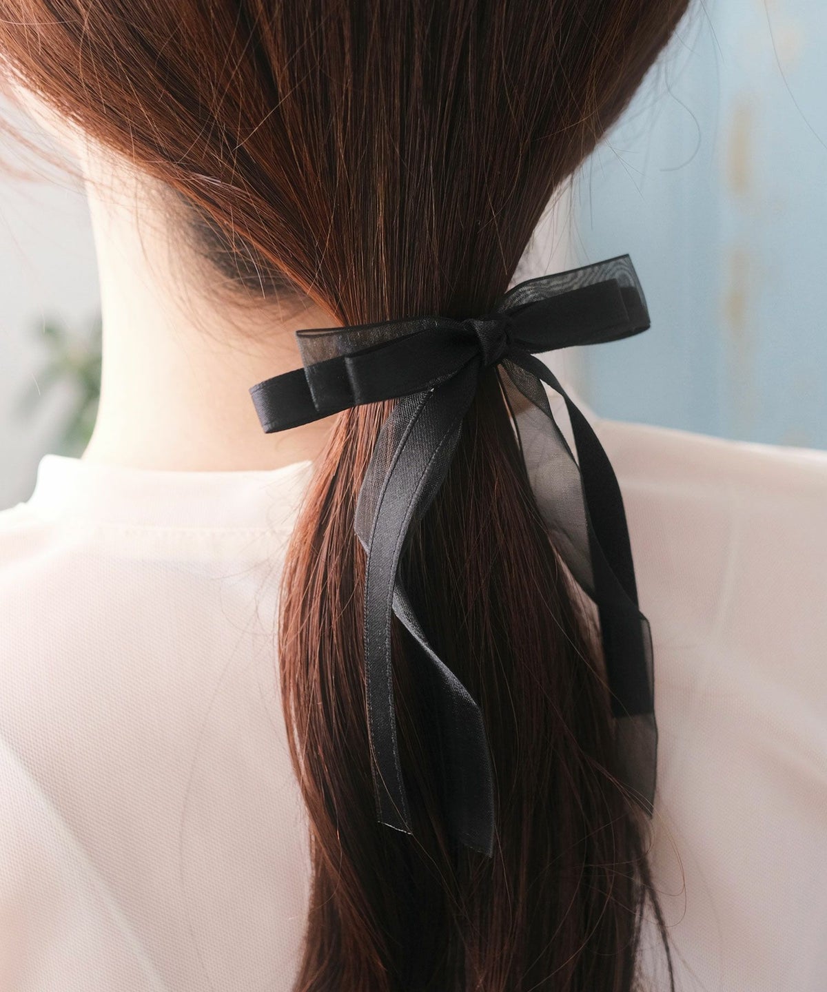 オーガンジーサテンリボンポニー