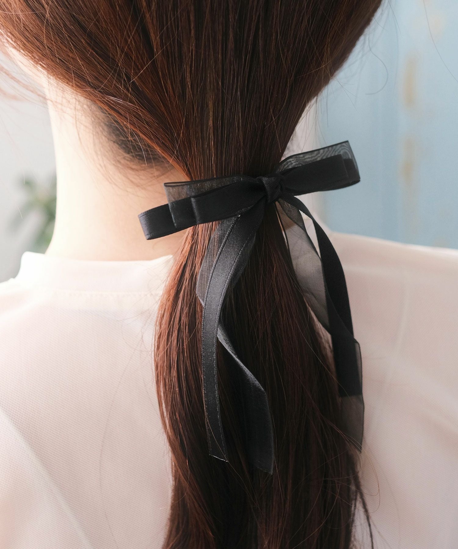 オーガンジーサテンリボンポニー