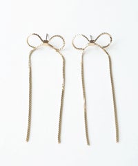 ロングメタルリボンチタンポストピアス