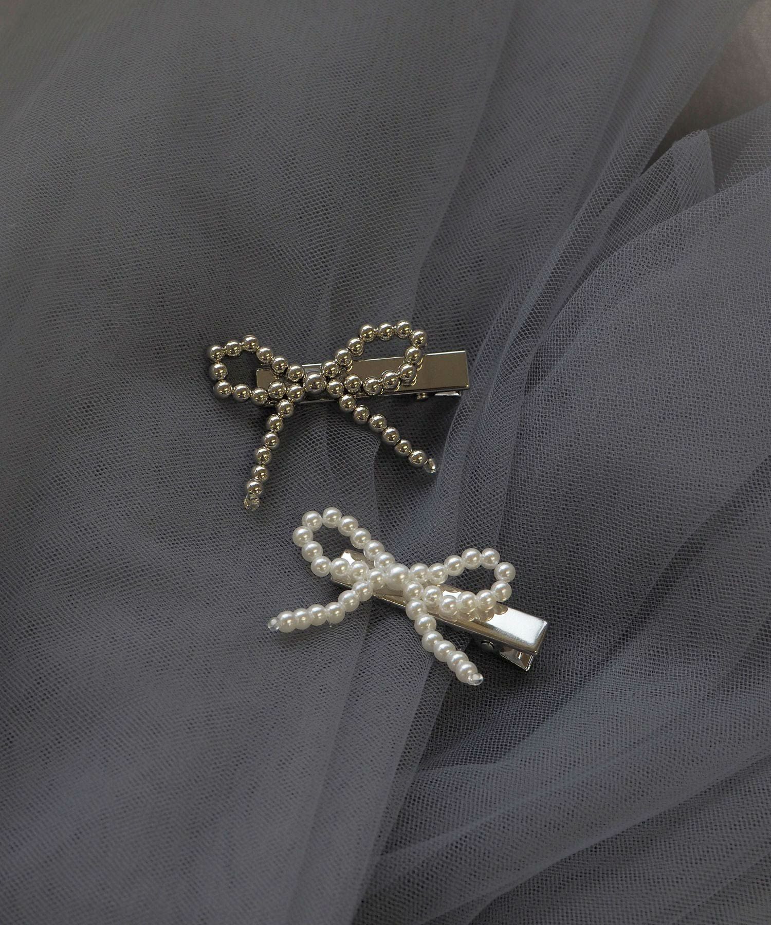 ビーズリボンヘアクリップ2Pセット