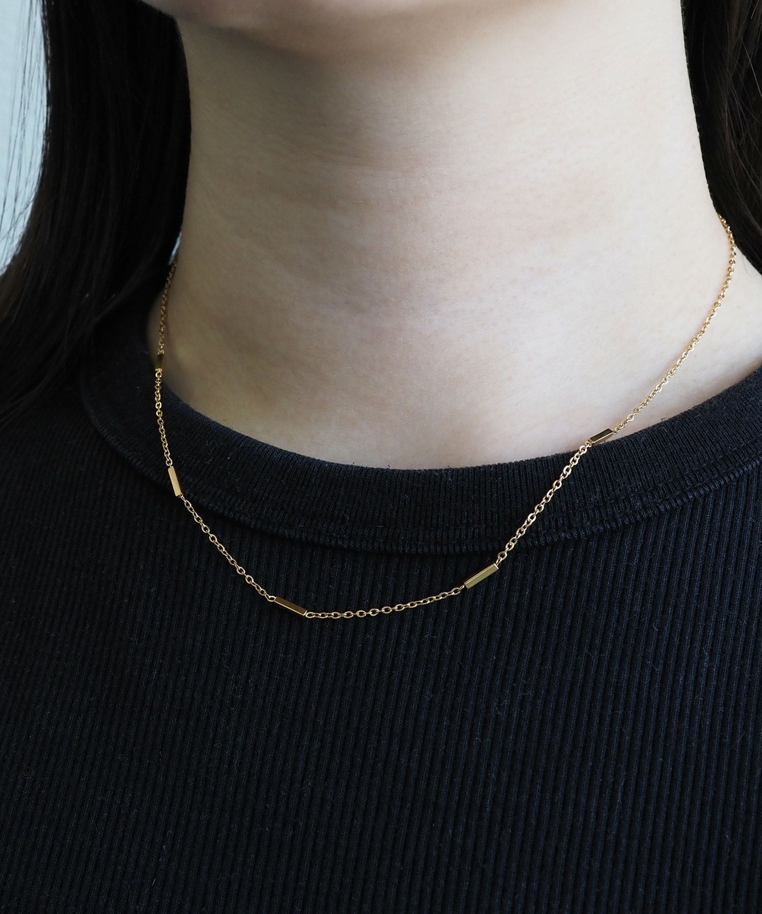 レクタングルバーサージカルステンレスネックレス